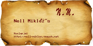 Nell Miklós névjegykártya